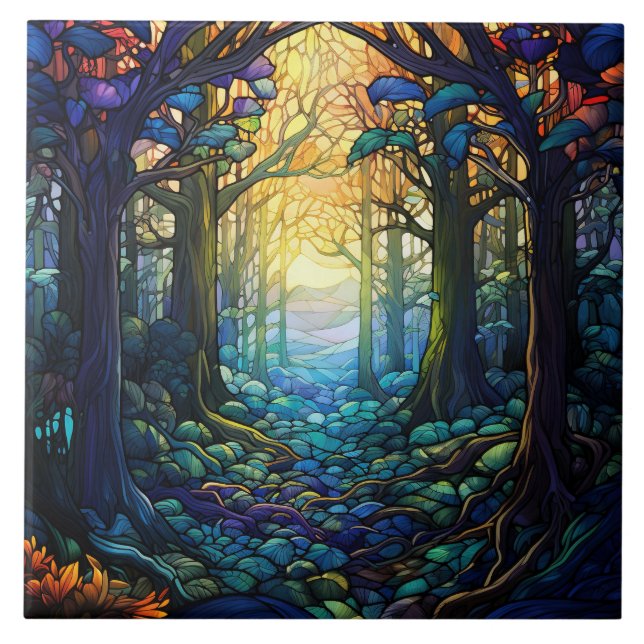 Fantasy Forest Stained Glass  Tile (Front)