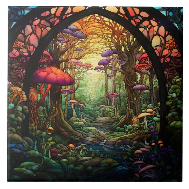Fantasy Forest Stained Glass  Tile (Front)