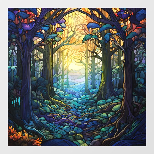 Fantasy Forest Stained Glass Window Cling (Sheet)