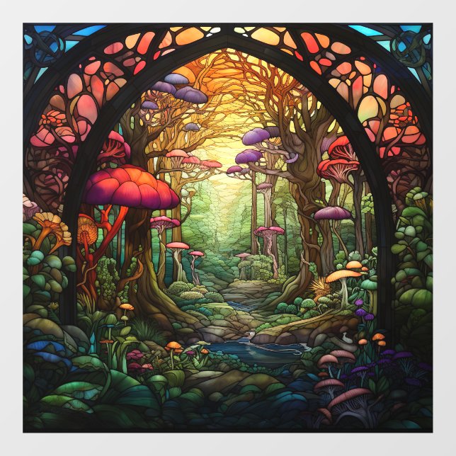 Fantasy Forest Stained Glass Window Cling (Sheet)