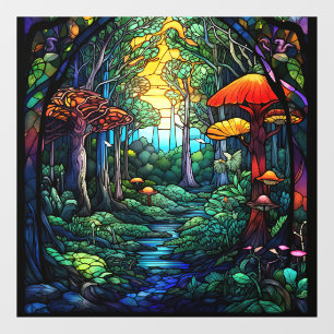Fantasy Forest Stained Glass Window Cling