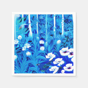 Fantasy Forest with Flowers and Birds Napkin