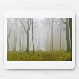 Fantasy forest with fog and yellow foliage mouse mat
