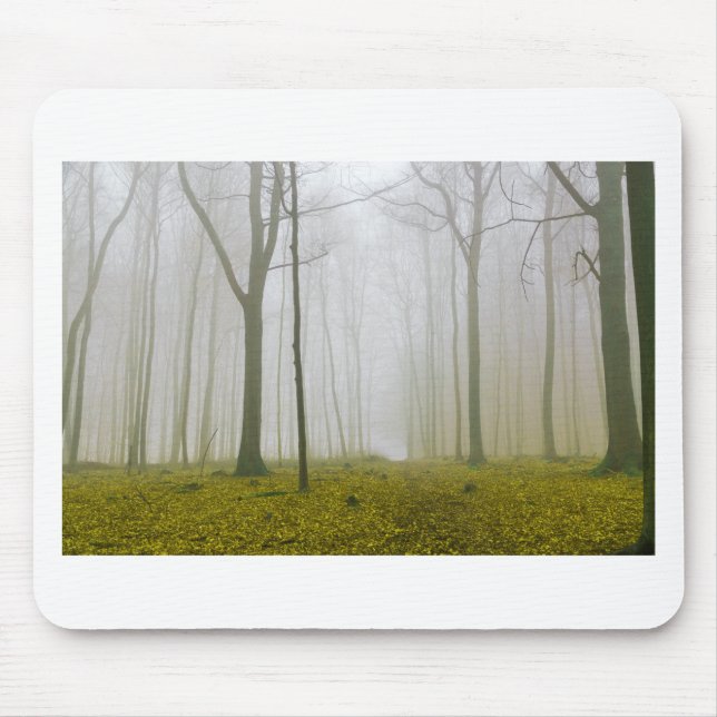 Fantasy forest with fog and yellow foliage mouse mat (Front)