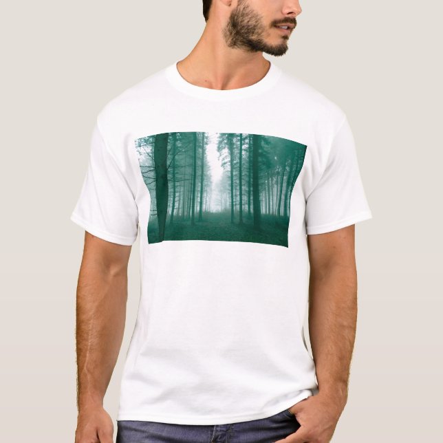 Fantasy forest with fog in Green T-Shirt (Front)