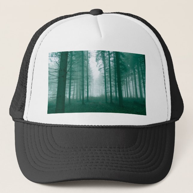 Fantasy forest with fog in Green Trucker Hat (Front)