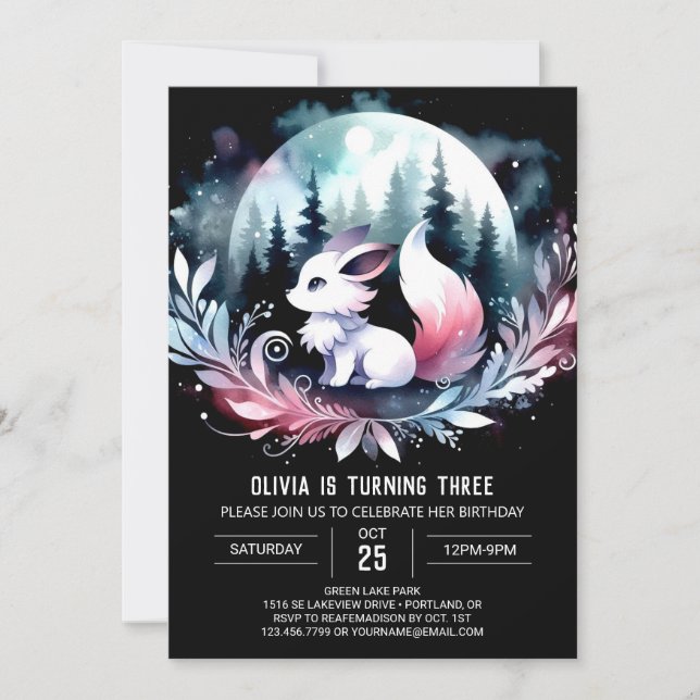 Fantasy Forest Wolf Birthday Invitation (Front)