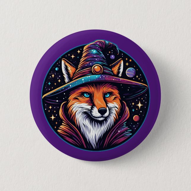 Fantasy Fox - Celestial Wizard 6 Cm Round Badge (Front)