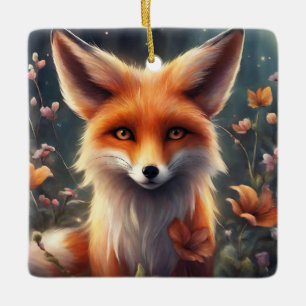 Fantasy Fox in Nature Ceramic Ornament