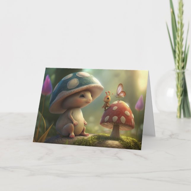 Fantasy garden creatures thank you card (Front)