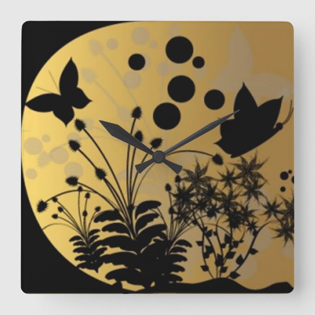 Fantasy Garden Silhouette Wall Clock (Front)