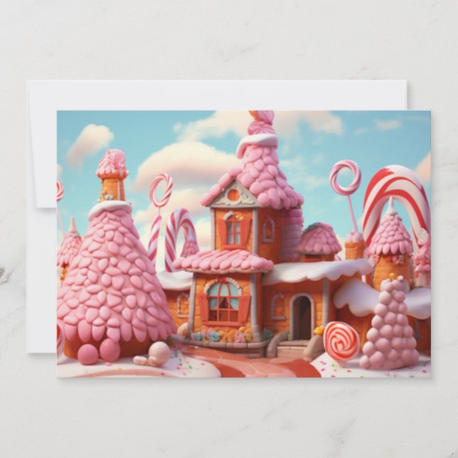 Fantasy Gingerbread House with Candies 1  Holiday Card (Front)
