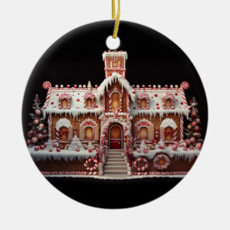 Fantasy Gingerbread House with Candies 2 Ceramic Tree Decoration