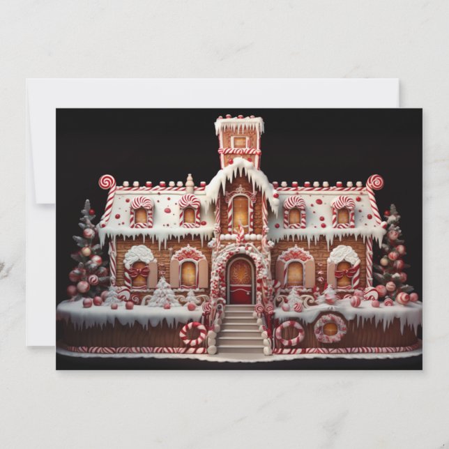 Fantasy Gingerbread House with Candies 2  Holiday Card (Front)
