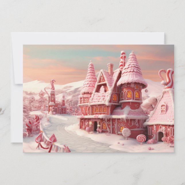 Fantasy Gingerbread House with Candies 4  Holiday Card (Front)