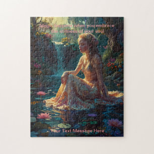 Fantasy Girl at a pond quiet time Jigsaw Puzzle