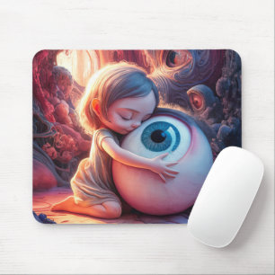 Fantasy Girl Hugging An Eyeball Mouse Mat