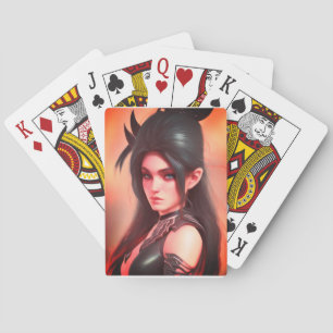 Fantasy girl playing cards
