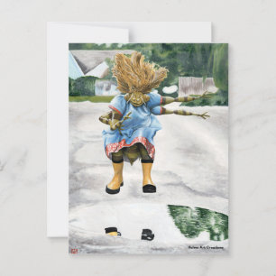 Fantasy Girl Puddle Jumping Postcard