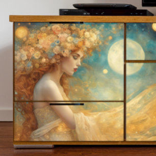 Fantasy Girl with Moons Decoupage Tissue Paper