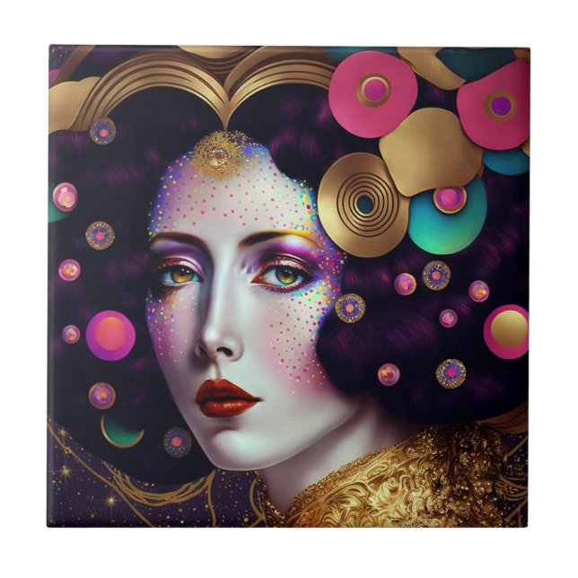 Fantasy Glam Woman Pop Art Ceramic Tile (Front)