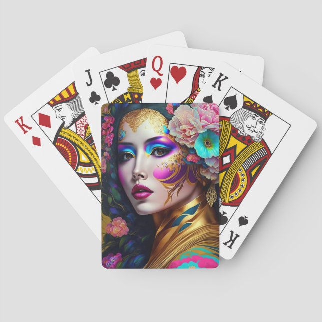 Fantasy Glam Woman Pop Art Playing Cards (Back)