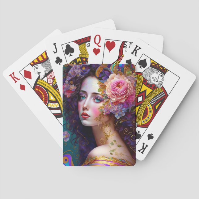 Fantasy Glam Woman Pop Art Playing Cards (Back)