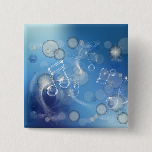 Fantasy Glass Music Notes 15 Cm Square Badge (Front)