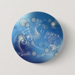 Fantasy Glass Music Notes 6 Cm Round Badge