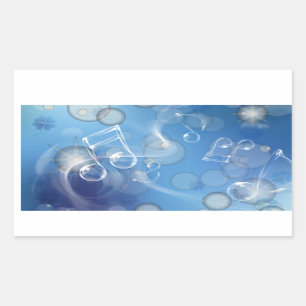Fantasy Glass Music Notes Rectangular Sticker