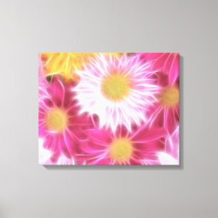 Fantasy Glassy Pink Daisies Floral Wrapped Canvas