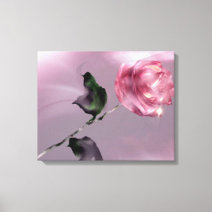 Fantasy Glassy Pink Rose Floral Wrapped Canvas