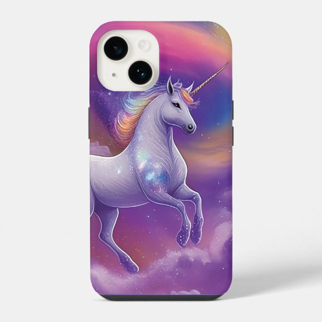 Fantasy Glitter Rainbow Unicorn Cosmic Clouds iPhone Case (Back)