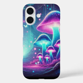 Fantasy Glowing Mushrooms in an Enchanted Forest iPhone 16 Case