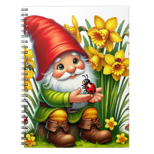 Fantasy Gnome Holding Ladybug Notebook