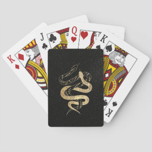 Fantasy Gold and Black Mystical Snakes Playing Cards
