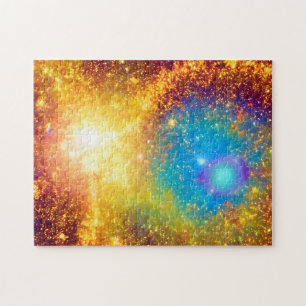 Fantasy Golden Glitter Explosion in Outer Space Jigsaw Puzzle