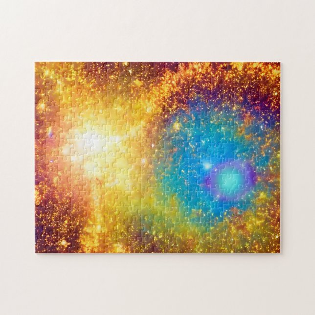Fantasy Golden Glitter Explosion in Outer Space Jigsaw Puzzle (Horizontal)