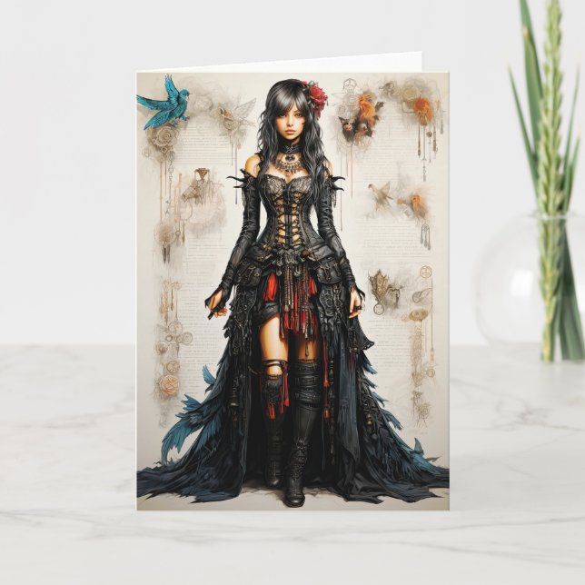 Fantasy Gothic Girl Greeting Card (Front)