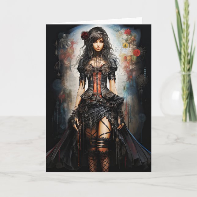 Fantasy Gothic Girl Greeting Card (Front)
