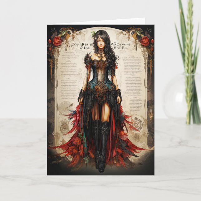 Fantasy Gothic Girl Greeting Card (Front)