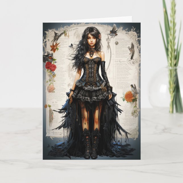 Fantasy Gothic Girl Greeting Card (Front)