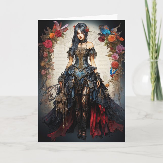 Fantasy Gothic Girl Greeting Card (Front)