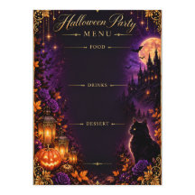 Fantasy Gothic Halloween Menu Card