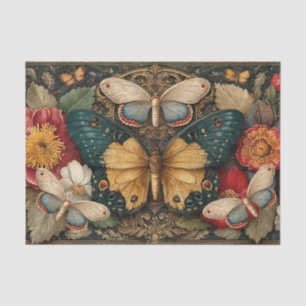 Fantasy Gothic Moth Garden Collage Decoupage Tissue Paper