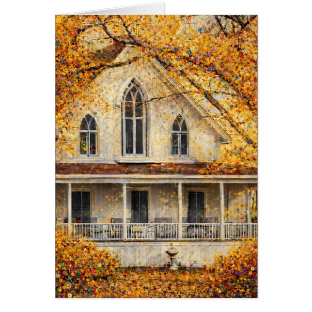 Fantasy Gothic-Revival Carpenter House Folded Card (Front)