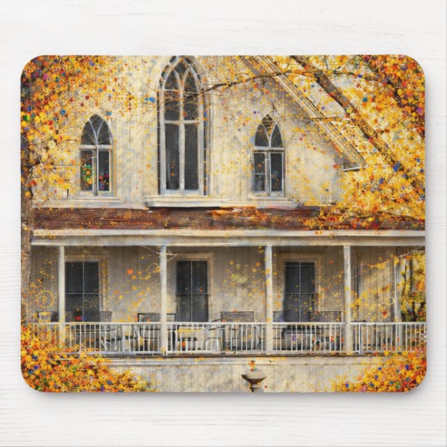 Fantasy Gothic-Revival Carpenter House  Mouse Mat (Front)