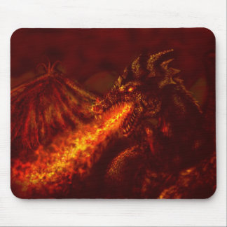 Fantasy Great Red Dragon Breathing Fire Mouse Mat