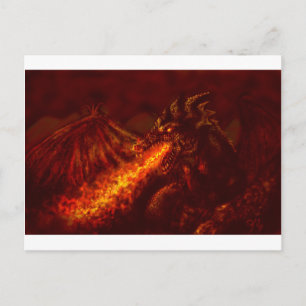 Fantasy Great Red Dragon Breathing Fire Postcard