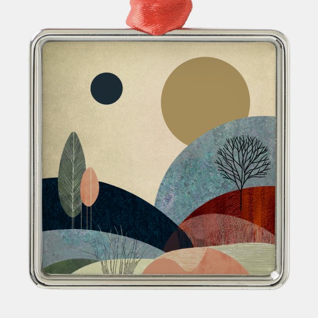 Fantasy Hills Landscape Metal Tree Decoration (Front)